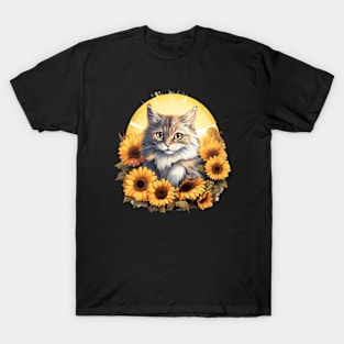 Cat and Sunflowers T-Shirt